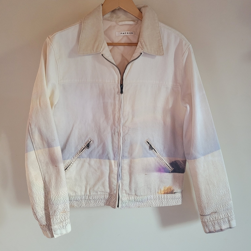 Sz S Pacsun Trucker AOP Nature Denim Jacket